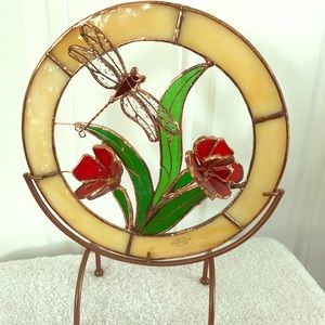 Stained glass dragonfly decor